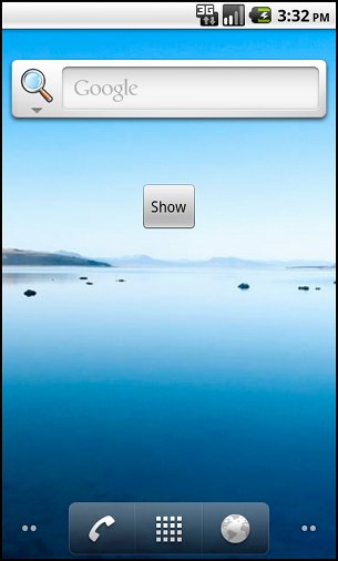 Android widget - show button