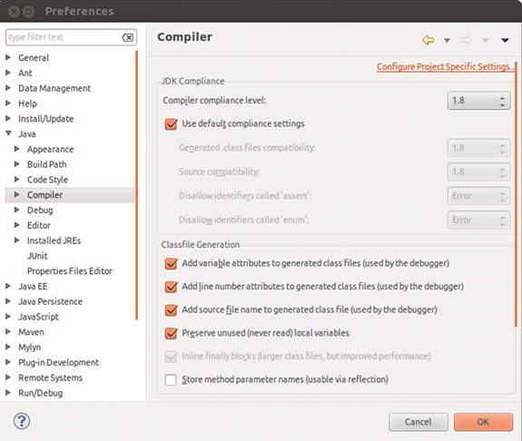 Configure Java 8 compiler in Eclipse